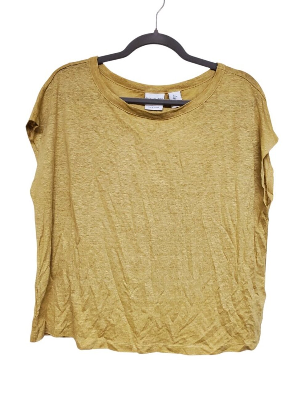Rachel Zoe Women's Mustard Goldenrod 100% Linen Lightweight Boxy Top NWT L